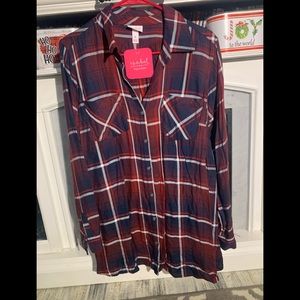 Isabel Maternity Plaid Blouse Medium